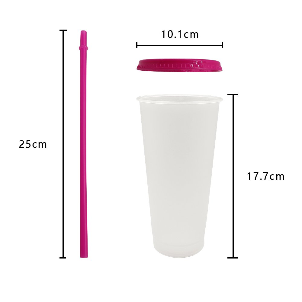 Wholesale Custom Plastic Water Bottle Transparent Eco-Friendly Plastic Cup Black Cold Cup Colour Changing Cups With Straw Lid