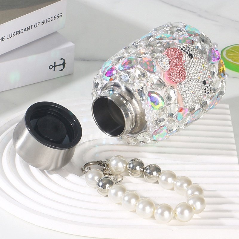 Crystal Rhinestone Diamond Mug Portable Pocket Car Coffee Insulated Flask Thermos Tumbler Bling Big belly thermos cup