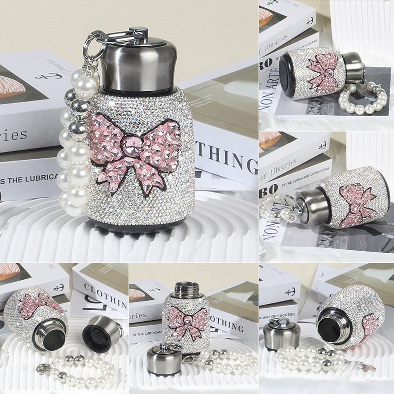 Crystal Rhinestone Diamond Mug Portable Pocket Car Coffee Insulated Flask Thermos Tumbler Bling Big belly thermos cup