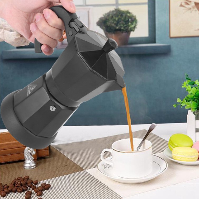 House home office moka Classic Italian Coffee Maker Aluminum Temperature Controlled Double Valves Stove top Induction Moka Pot