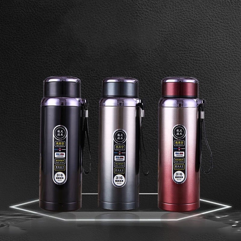 Personalized Vacuum Flask Cup With Strainer 304 Material Thermal Coffee Flask With Temperature 800ML/1L/600ML Thermometer Flask