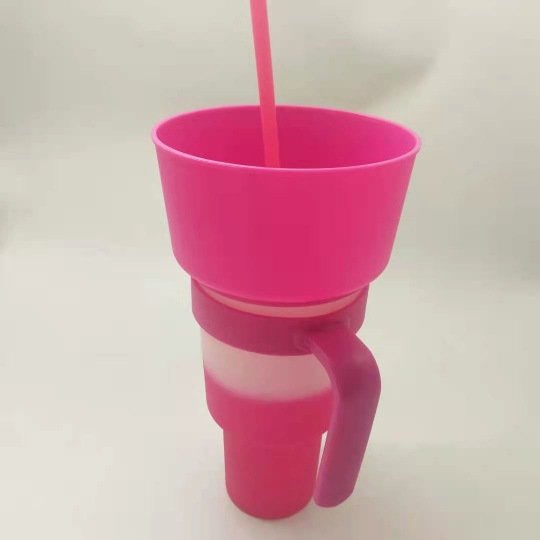 Double Wall Plastic Tumbler BPA Free Mug Portable Matte acrylic Pink Tumblers with Straw