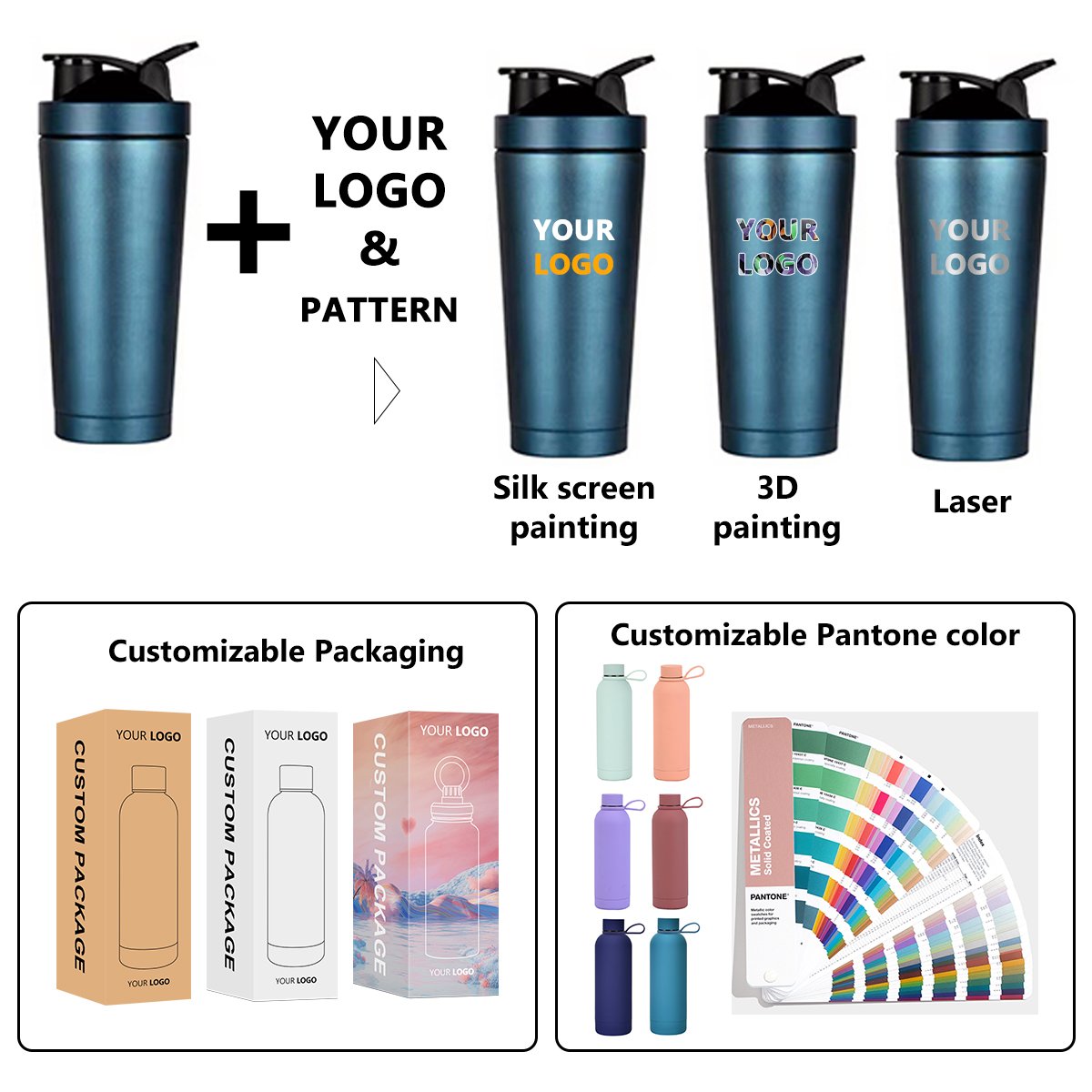 ZP 500ml 750ml custom double wall insulated Stainless Steel sports Fitness Protien Gym shaker bottle