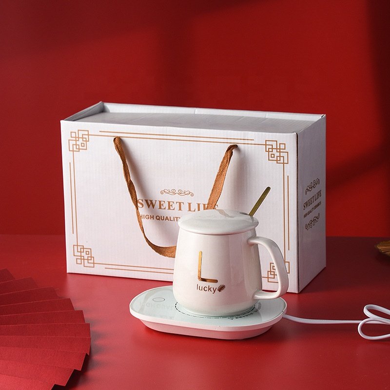 Hot sale gift set cup heating pad temperature control smart coffee mug with customized logo