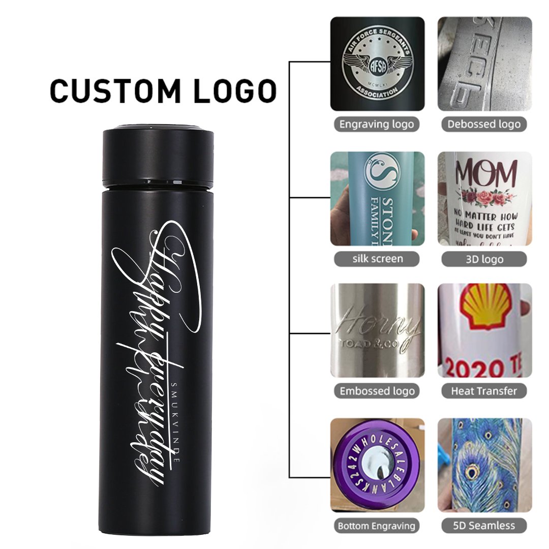 Custom logo Digital 500 ml Vacuum Flasks with LED Temperature Display Stainless Steel 500ml termo thermo cup Smart Water Bottle