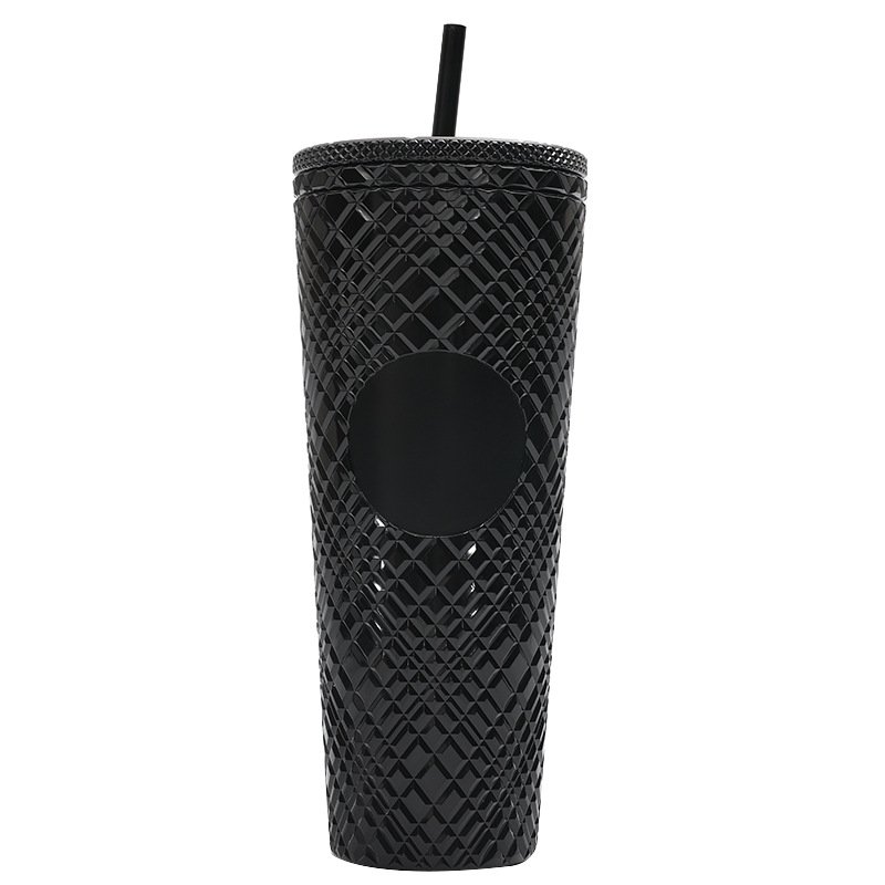 24oz Plastic Durian Glitter Cup Sippy Sports Straw Cup Custom Logo Diamond-shaped Gem Water Bottle