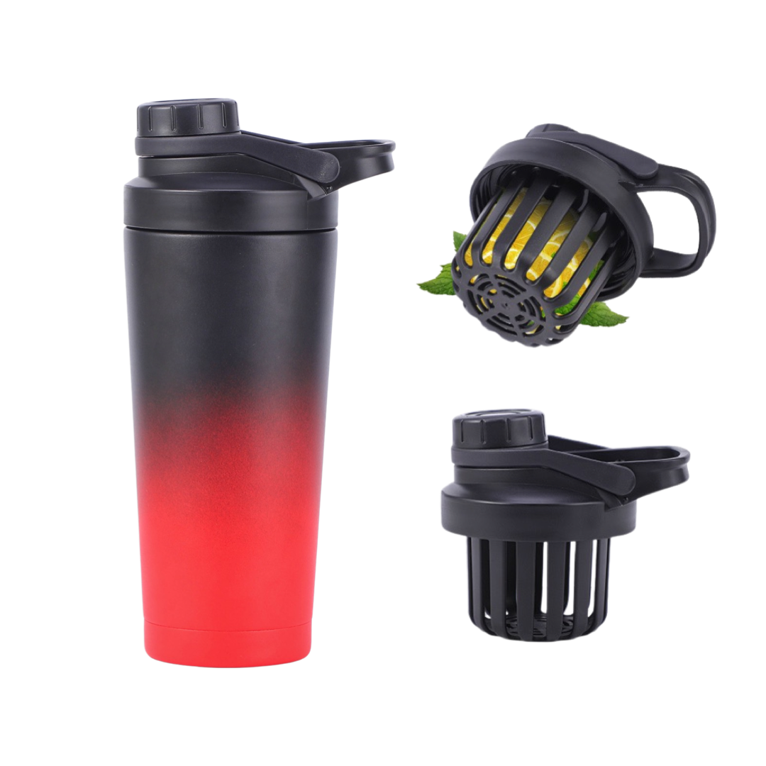 Shaker Bottle 500ml/750ml Insulated Protein Shaker 25oz Travel Vacuum Flasks with Handle Stainless Steel Double Wall Gym Sport