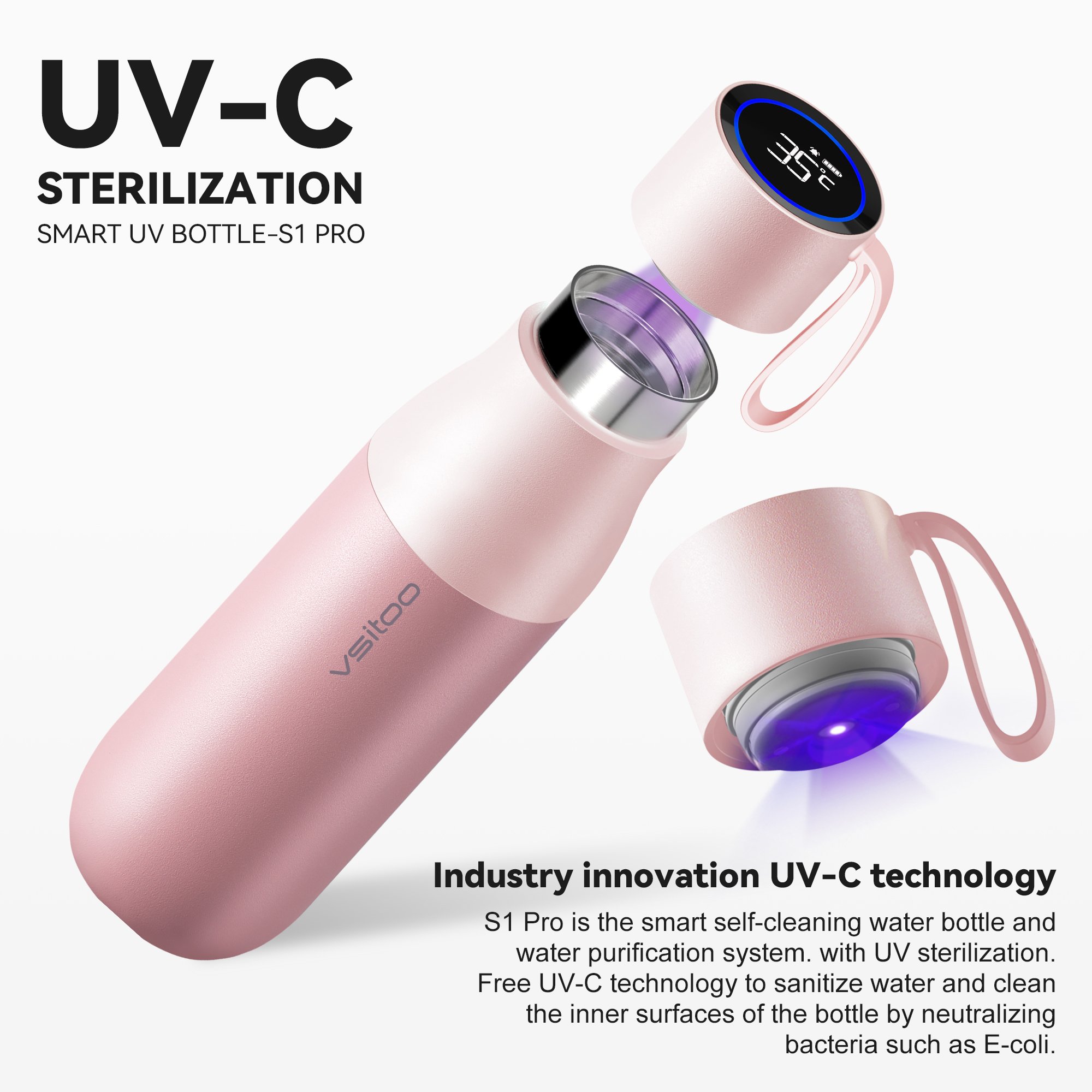 High-end UV Insulated Smart Thermos Vacuum Flask Stainless Steel smart tumblers self cleaning smart travel Water Bottle
