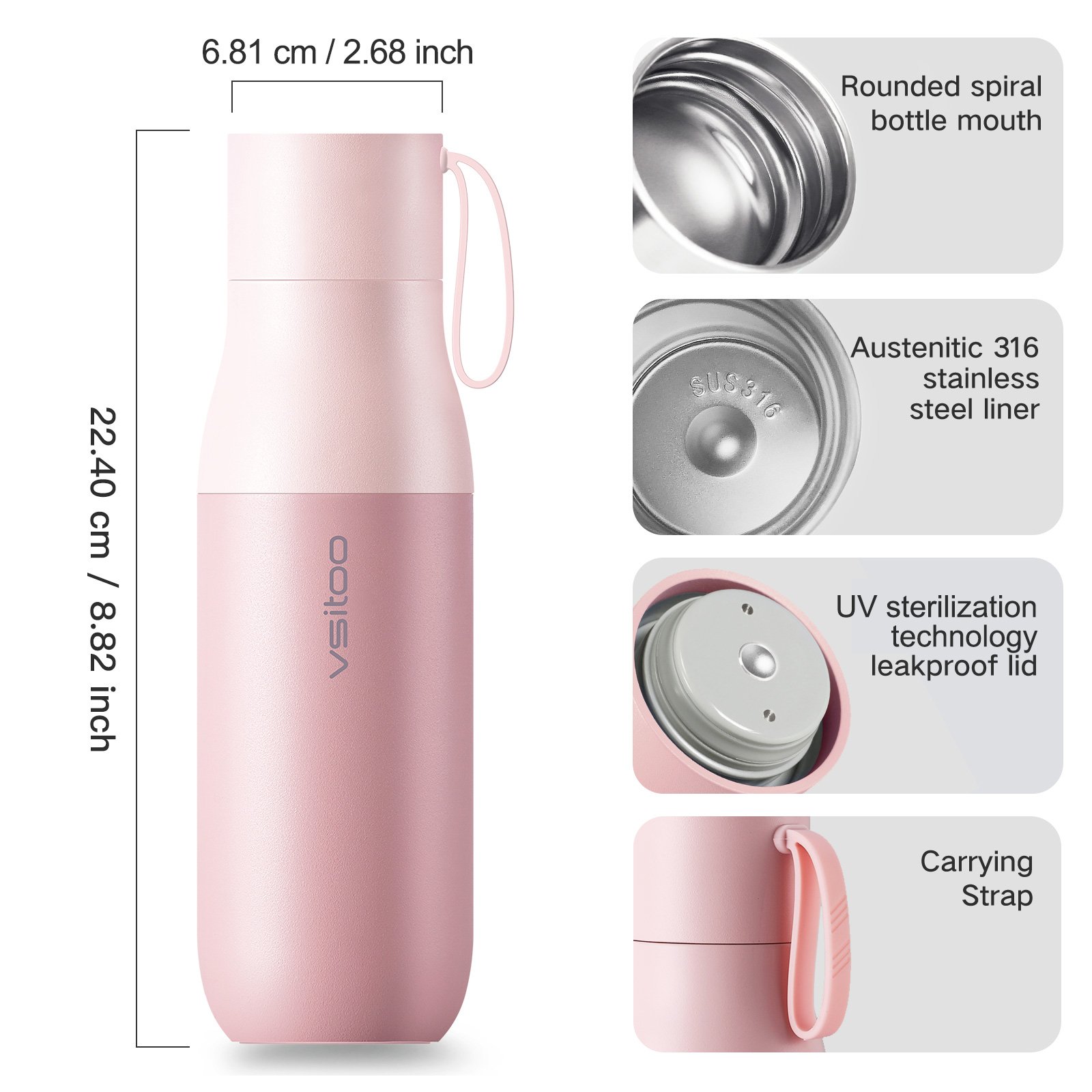 High-end UV Insulated Smart Thermos Vacuum Flask Stainless Steel smart tumblers self cleaning smart travel Water Bottle