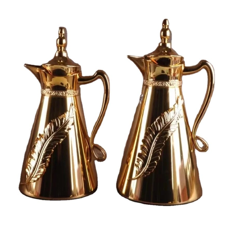 Hot Selling Deluxe Arabic Coffee Flask Royal Daily Use Pot coffee kettle set 1+0.7L dallah pot arabic coffee vacuum flasks