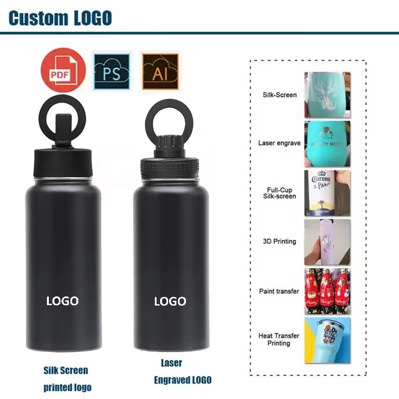 New High Quality water bottle with magnet 18/8 stainless steel vacuum water bottle flask with magnetic phone holder
