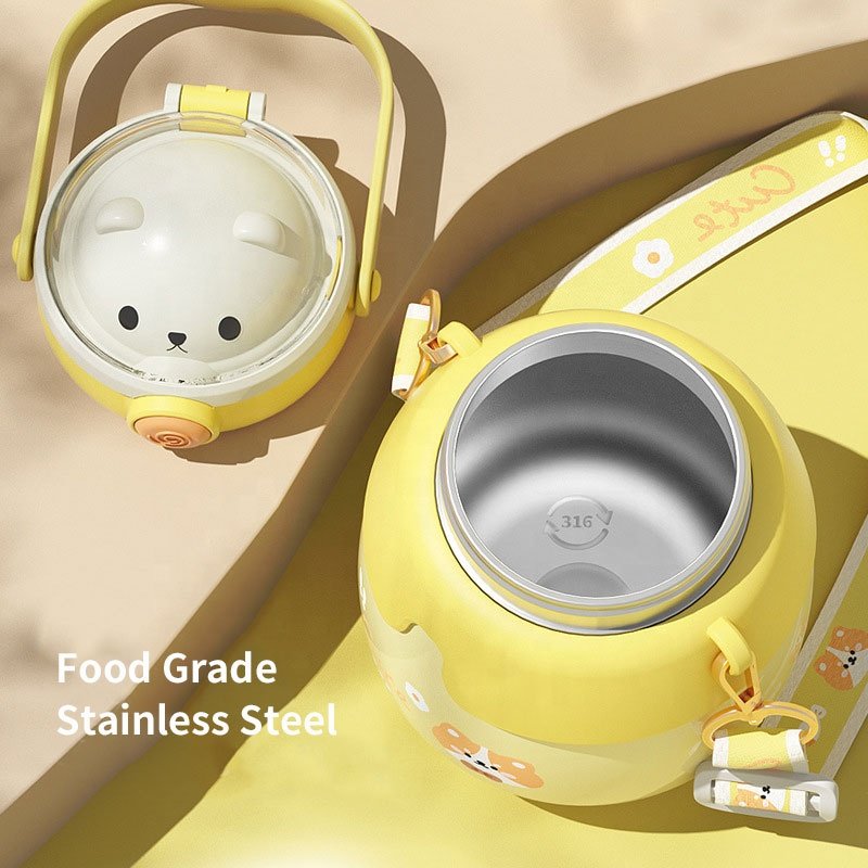 Astronaut planet stainless steelwater bottle bag with strap pot-belly cup children's large capacity straw travel cup coffee mug