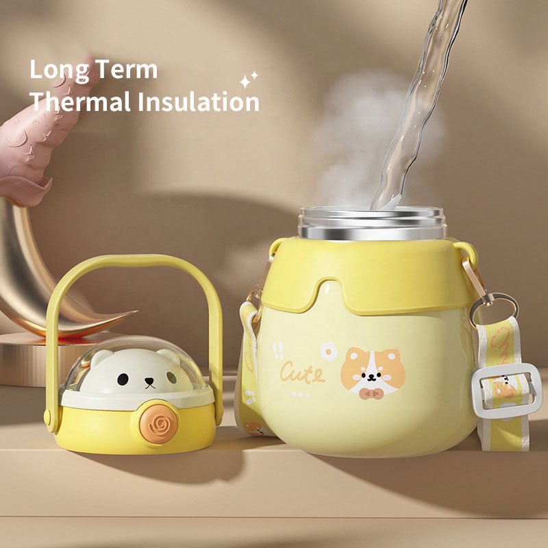 Astronaut planet stainless steelwater bottle bag with strap pot-belly cup children's large capacity straw travel cup coffee mug