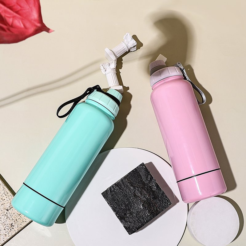 Everich 2024 New double wall Stainless steel vacuum flask 2 in 1 Wide mouth thermos bottle with storage jar container