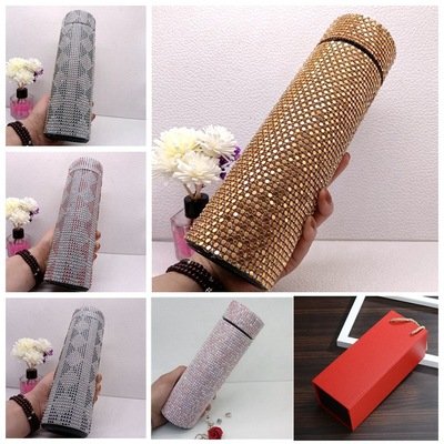 Bling Sport Rhinestone Wasserflasche Termos Smart Diamond Crystal Thermos Vacuum Flask stainless Water Bottle