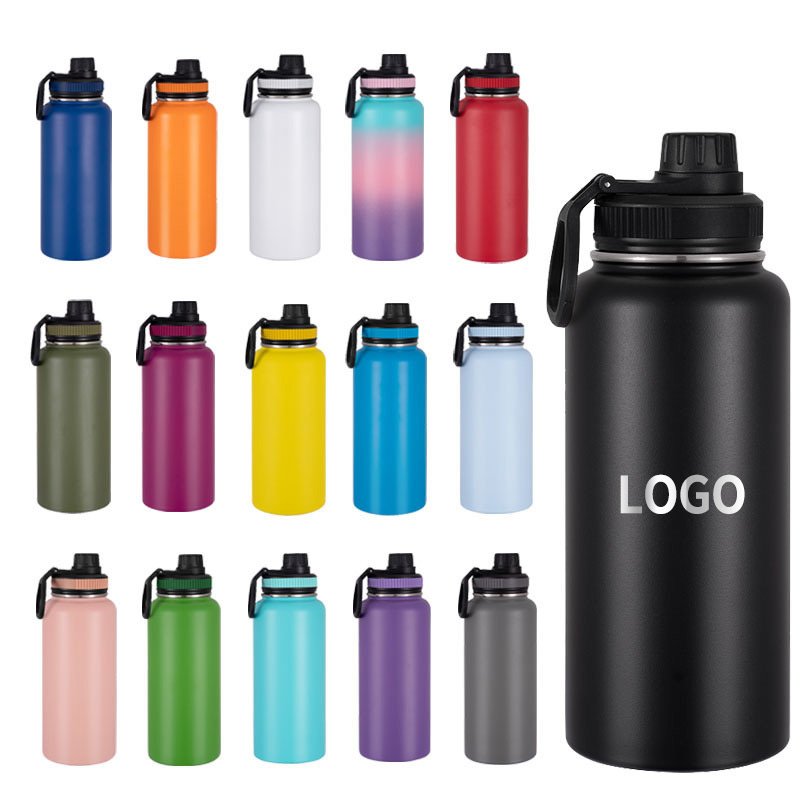 sports Custom logo vacuum flasks Double Wall sports 32oz Stainless Steel Gym Magnet Water Bottle with magnetic cell phone holder