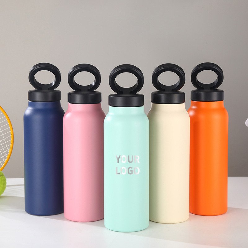 sports Custom logo vacuum flasks Double Wall sports 32oz Stainless Steel Gym Magnet Water Bottle with magnetic cell phone holder