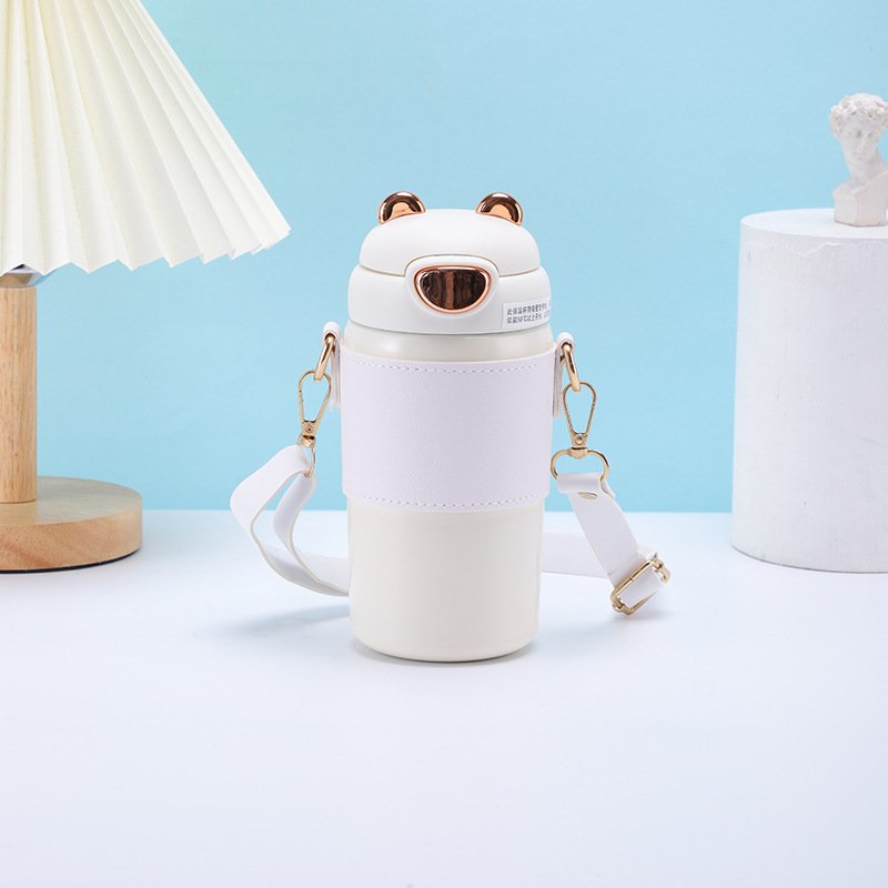 500ml SS316 water bottle for kids stainless steel insulated flask bottle with straw and rope keep hot and cold