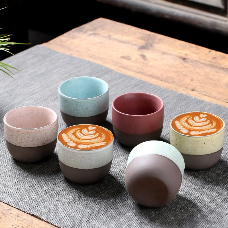 Wholesale Vintage Color Glazed Ceramic Espresso Cup Handmade porcelain tea coffee water mug Stoneware Coffee Cups for Drinkware