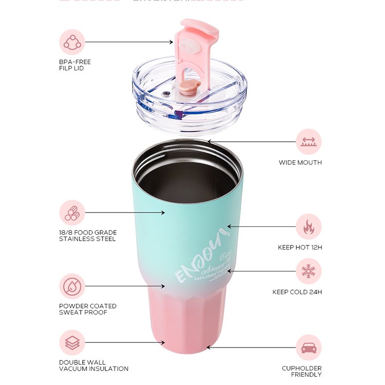 New 32oz Modern Design Vacuum Water Tumbler for Adults for Travel Vacuum Flask