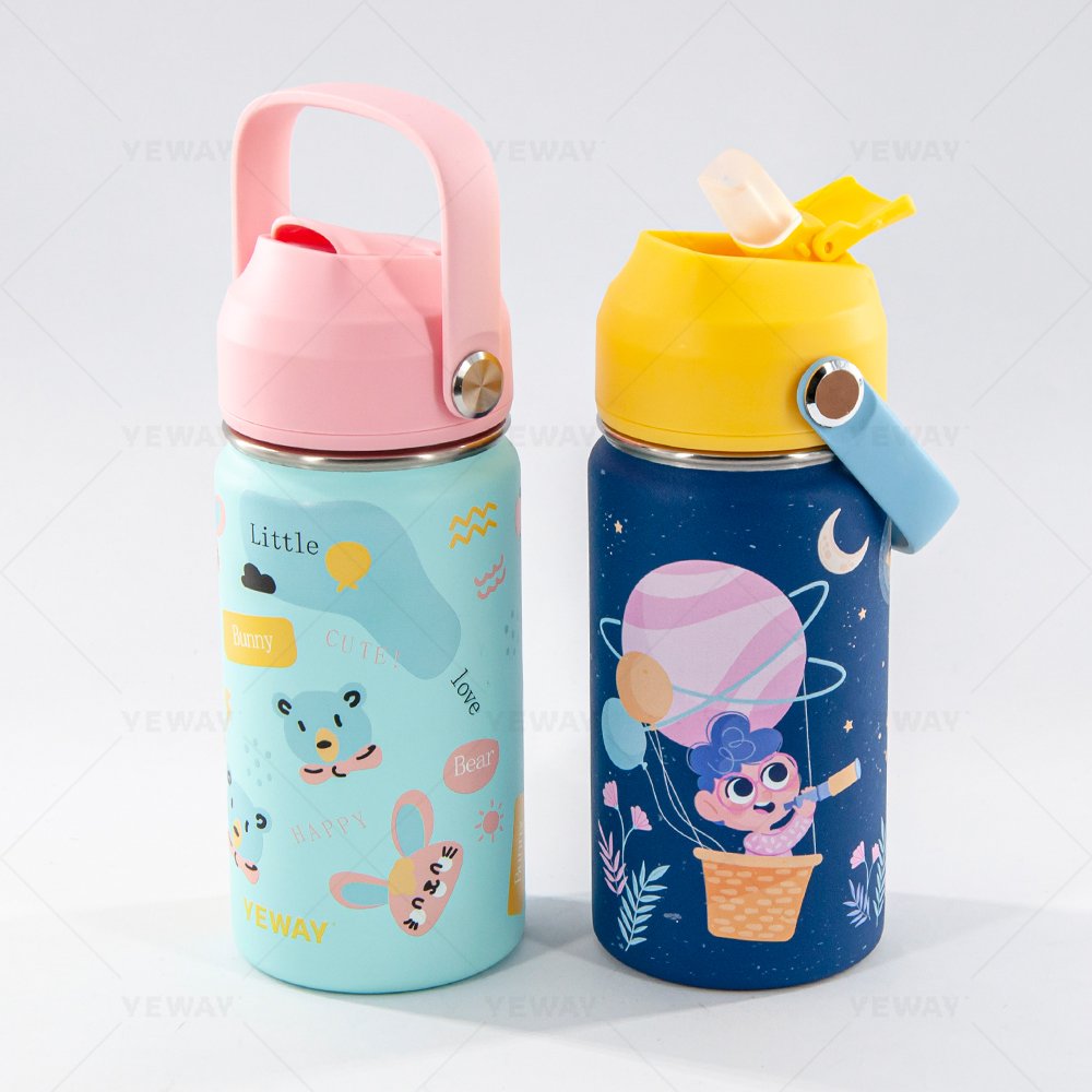 Yeway hot selling Kids Water Bottle 304 Insulated Stainless Steel BPA FREE 16oz Kids Water Bottle with Straw