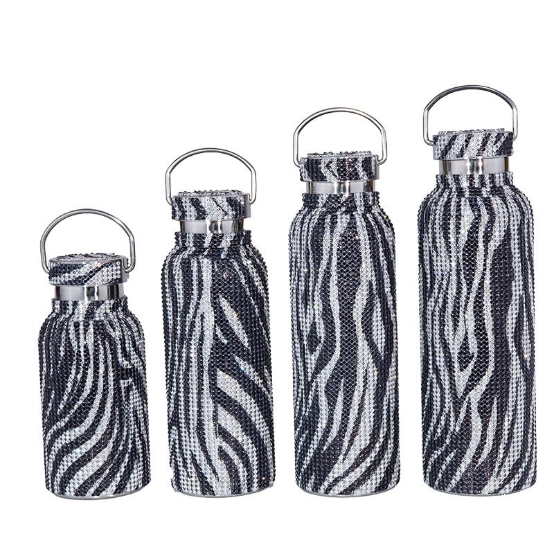 750ml Modern Design Diamond Water Bottle Rhinestone Tumbler Bling Cup Vacuum Flask Glitter Thermoses for Women