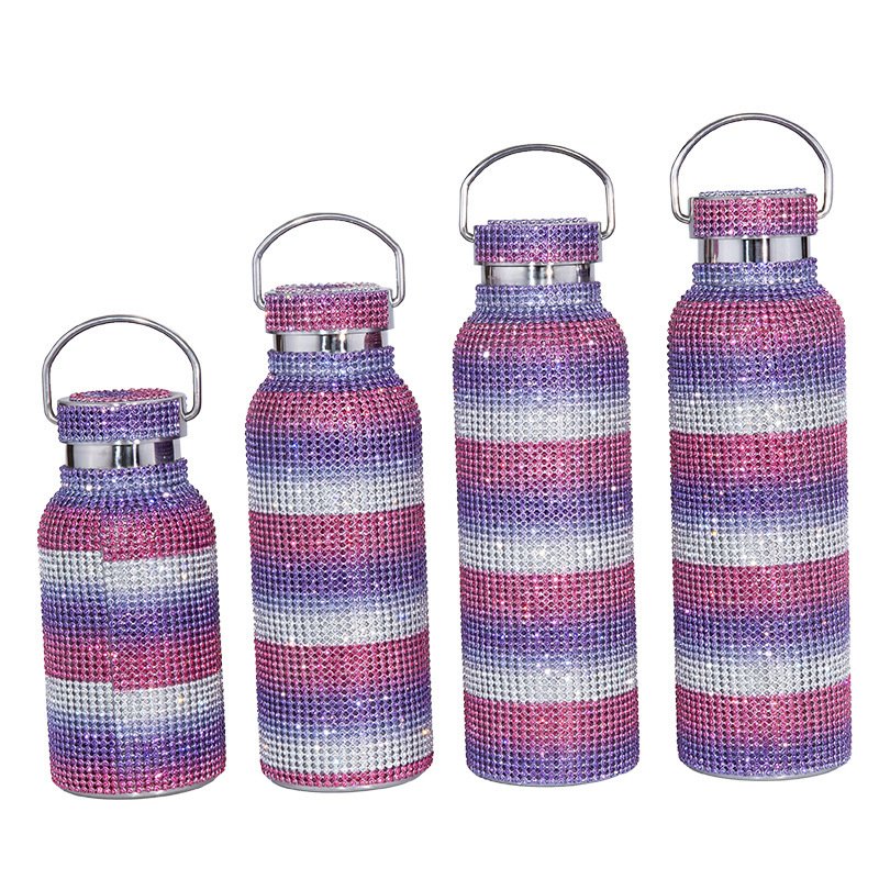 750ml Modern Design Diamond Water Bottle Rhinestone Tumbler Bling Cup Vacuum Flask Glitter Thermoses for Women