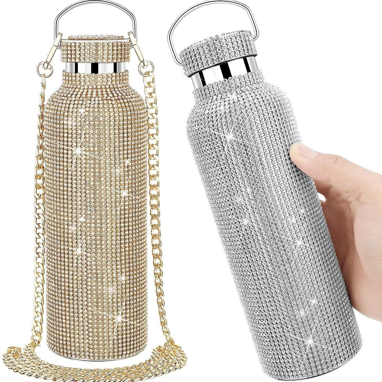 750ml Modern Design Diamond Water Bottle Rhinestone Tumbler Bling Cup Vacuum Flask Glitter Thermoses for Women