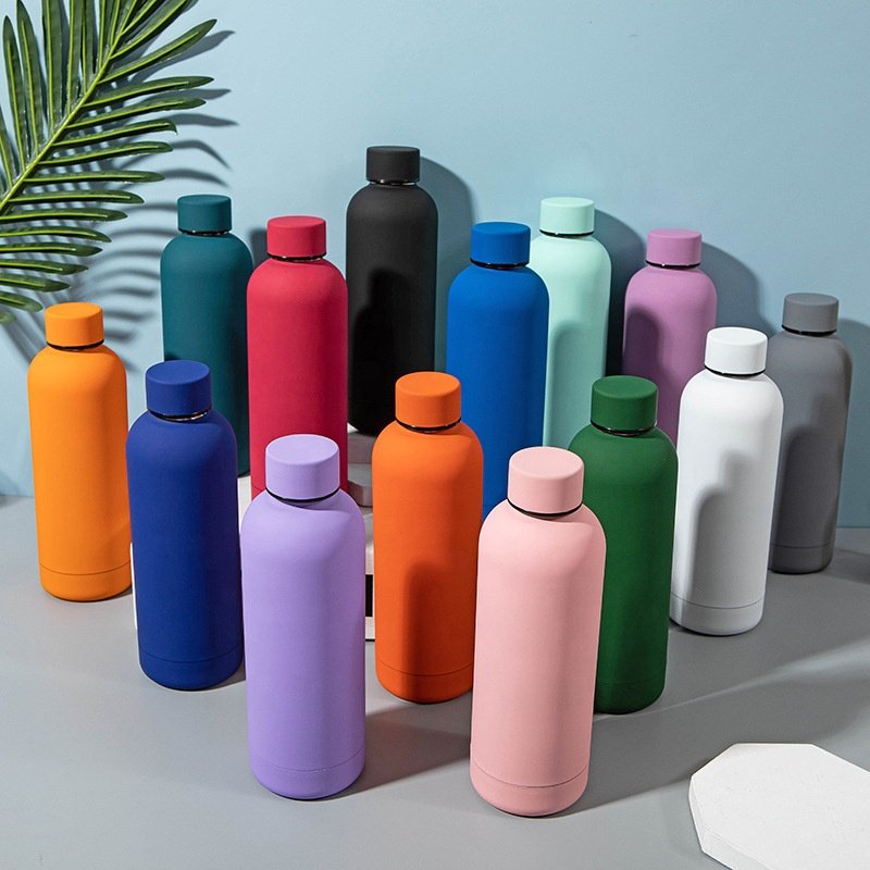350ml 500ml 750ml 1000ml Stainless Steel frosted soft rubber coated insulated water bottle vacuum flasks & thermoses