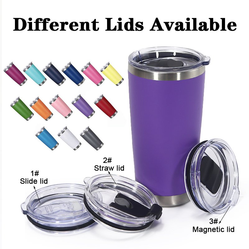 Wholesale Powder Coated insulated travel coffee mug Regular Tumbler Stainless Steel Double Wall vacuum cup 20oz Tumbler with Lid