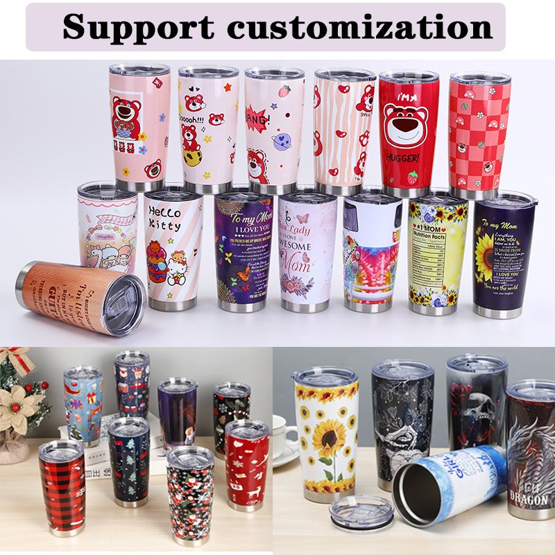 Wholesale Powder Coated insulated travel coffee mug Regular Tumbler Stainless Steel Double Wall vacuum cup 20oz Tumbler with Lid