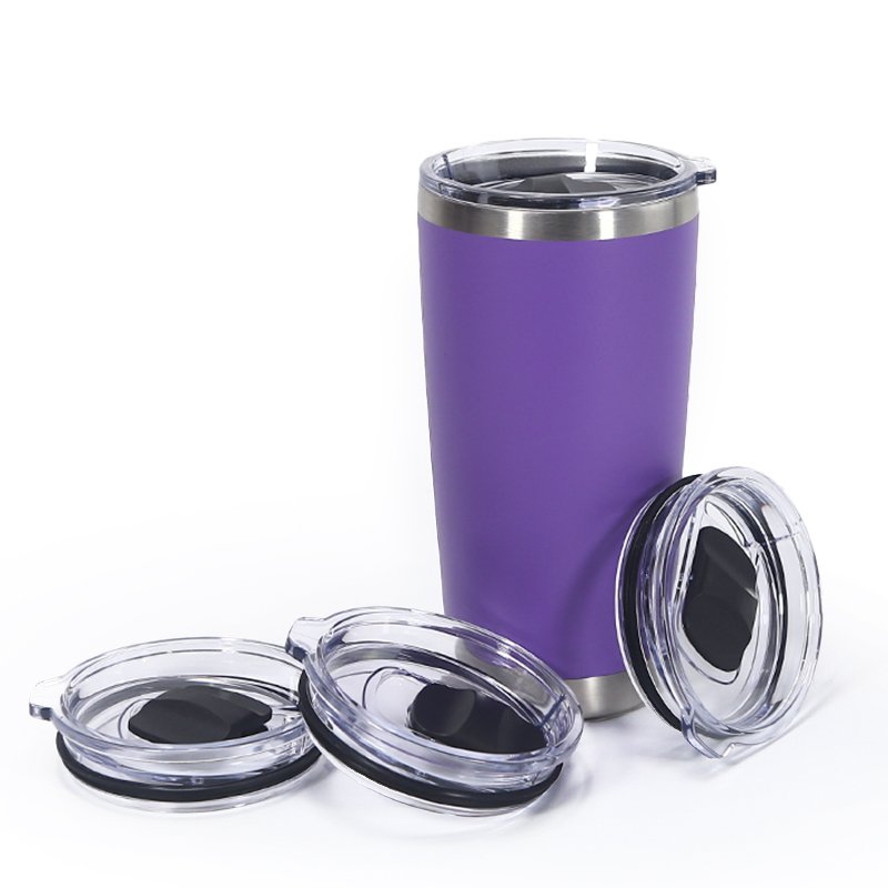 Wholesale Powder Coated insulated travel coffee mug Regular Tumbler Stainless Steel Double Wall vacuum cup 20oz Tumbler with Lid