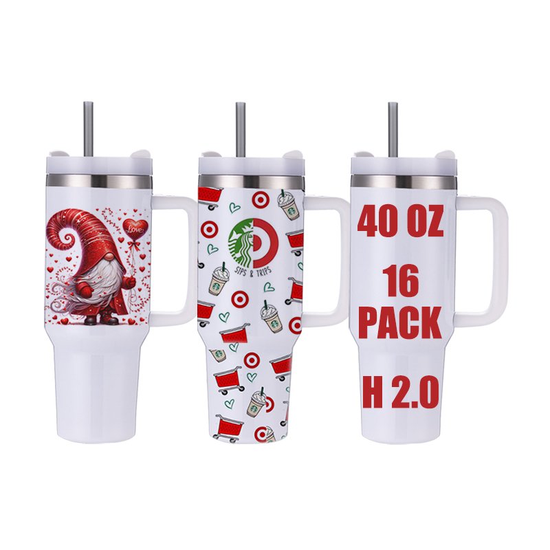 USA Warehouse RTS 40OZ 2.0 Sublimation Blanks Handrid Double Wall Stainless Steel Travel Outdoor Sport Mugs with Straw and Lid