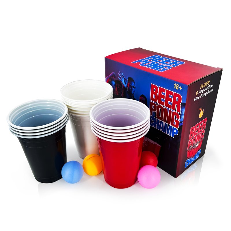 China Manufacturer 24 Cups 8 Balls Beer pong Set Customized Vasos De Plastico Beer Ping Pong Kit Beer Pong Cup Balls