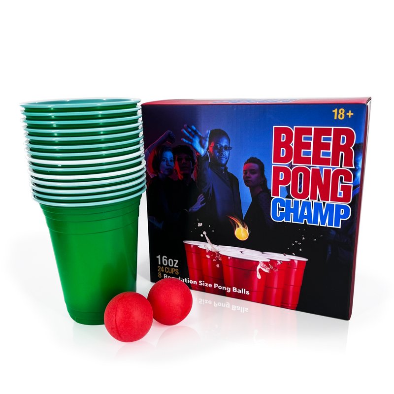China Manufacturer 24 Cups 8 Balls Beer pong Set Customized Vasos De Plastico Beer Ping Pong Kit Beer Pong Cup Balls