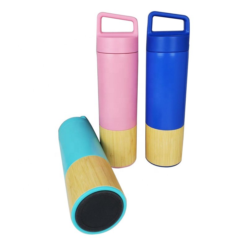 Custom BPA free eco friendly drinking bamboo thermal stainless steel water bottle for tea