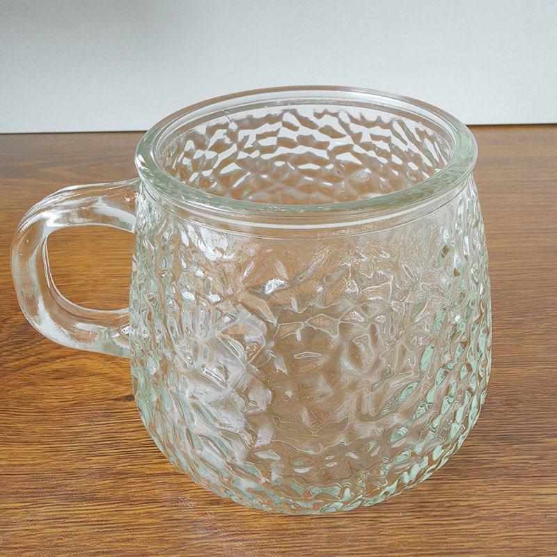 wholesale 420ml Modern Clear Simplicity Beverage single wall Coffee Mug with Lid Handle