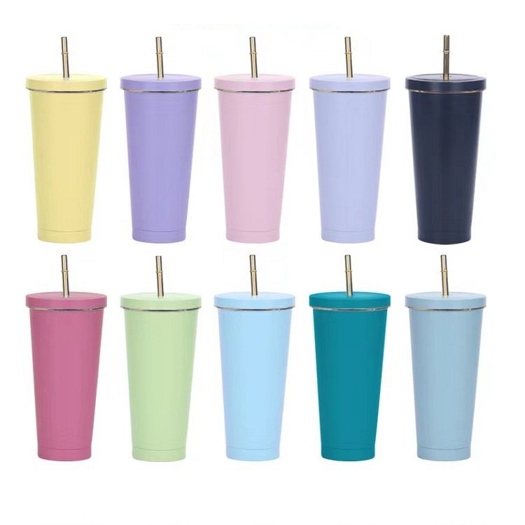 25oz 750ml stainless steel coffee cup double walled vacuum insulated travel mug with straw