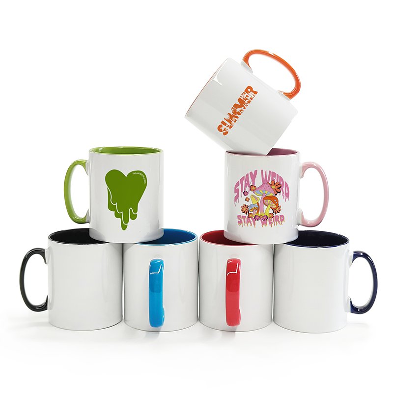 Custom Logo Color Inside 10oz Sublimation Cup Christmas Coffee Mug Coffee Cup with Handle