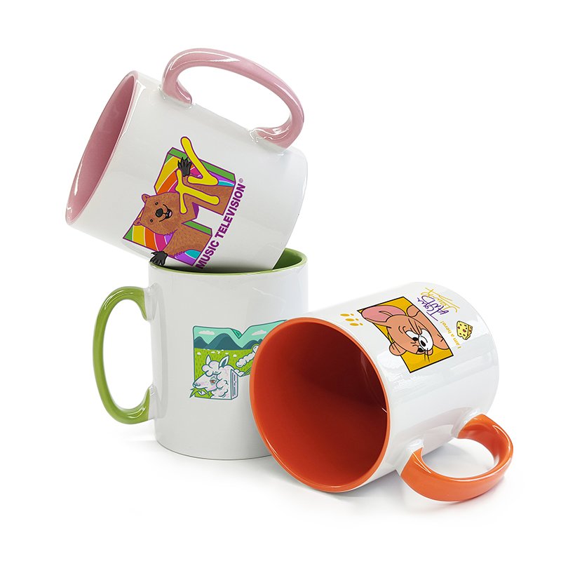 Custom Logo Color Inside 10oz Sublimation Cup Christmas Coffee Mug Coffee Cup with Handle