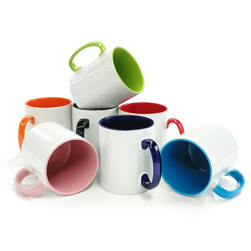 Custom Logo Color Inside 10oz Sublimation Cup Christmas Coffee Mug Coffee Cup with Handle