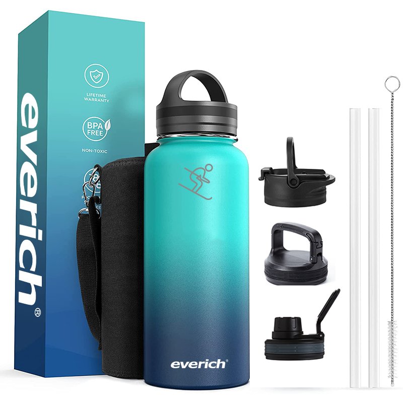 32 Oz, 3 Lids (Straw Lid), Leak Proof, Vacuum Insulated stainless steel water bottle vacuum insulation flask water bottle