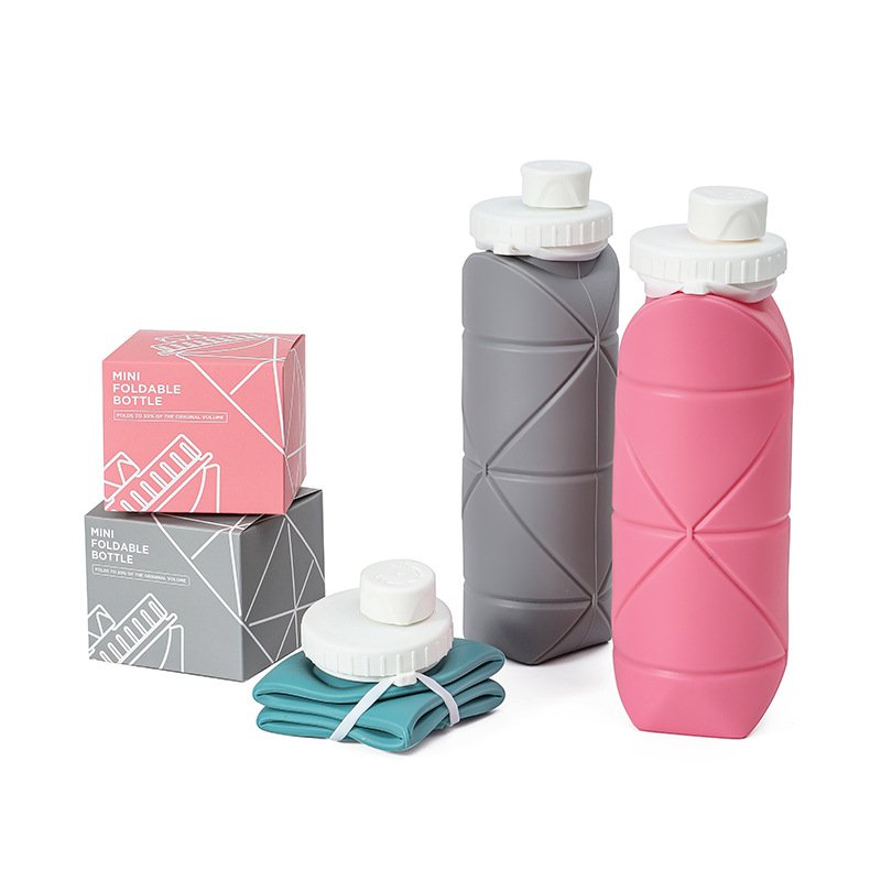 ANSONYE Silicone Foldable Travel Water Bottle Cup for Gym Camping Hiking Travel Sports Lightweight Durable