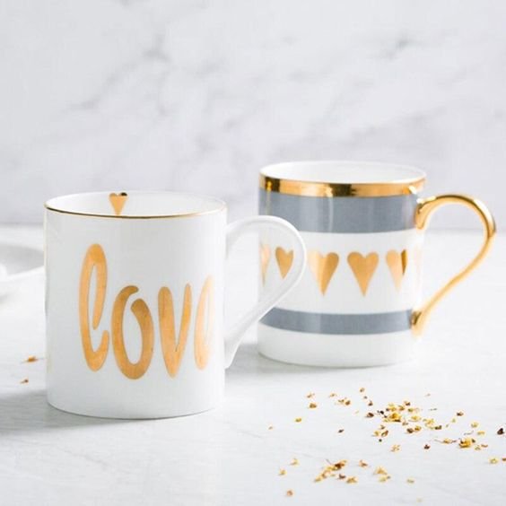 Custom logo 12oz 15oz blank white gold handle mug nordic ceramic cup personalized porcelain cup ceramic coffee mug