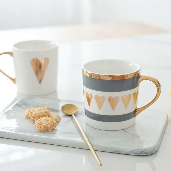 Custom logo 12oz 15oz blank white gold handle mug nordic ceramic cup personalized porcelain cup ceramic coffee mug