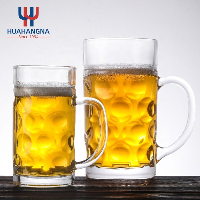 Custom Logo Freezer Safe Classic Heavy Base Large Pub Drinking Glass Beer Mugs & Steins For Bar Alcohol Beverages