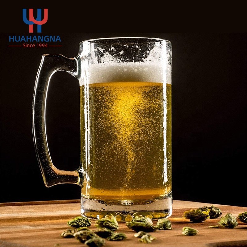 Custom Logo Freezer Safe Classic Heavy Base Large Pub Drinking Glass Beer Mugs & Steins For Bar Alcohol Beverages