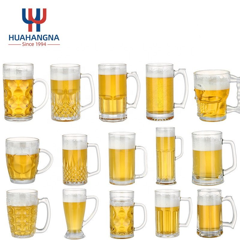 Custom Logo Freezer Safe Classic Heavy Base Large Pub Drinking Glass Beer Mugs & Steins For Bar Alcohol Beverages