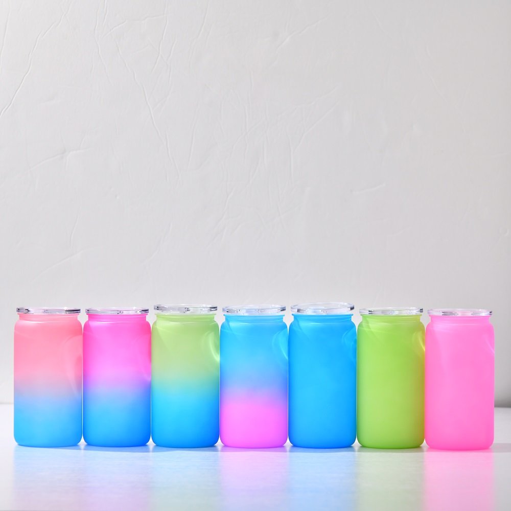 Wholesale Price Matte Multi-colored Plastic 16oz Coffee Mug With Lid And Straw For UV DTF Wraps Can Shaped Acrylic Tumbler