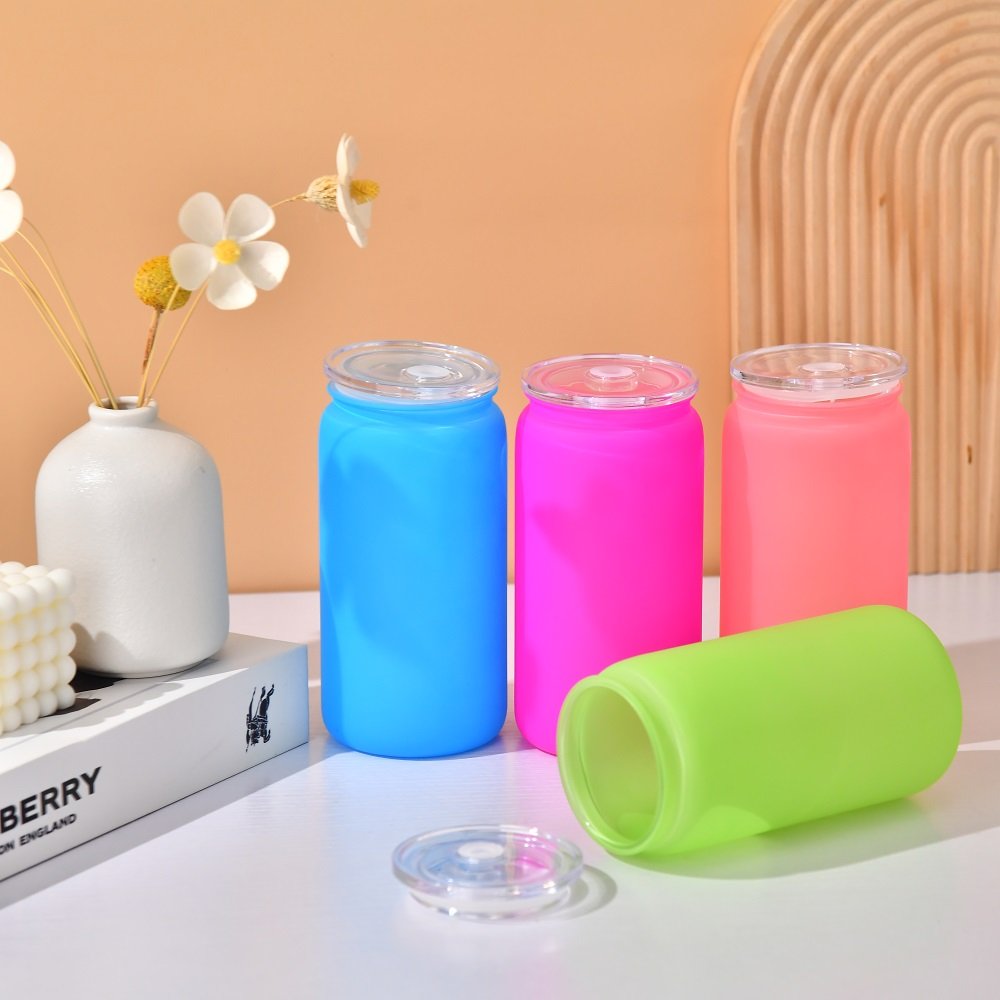 Wholesale Price Matte Multi-colored Plastic 16oz Coffee Mug With Lid And Straw For UV DTF Wraps Can Shaped Acrylic Tumbler